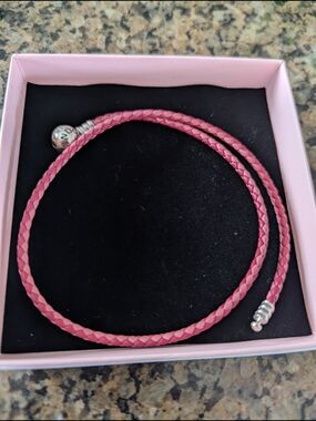 Pandora Pink Braided Leather Wrap Bracelet